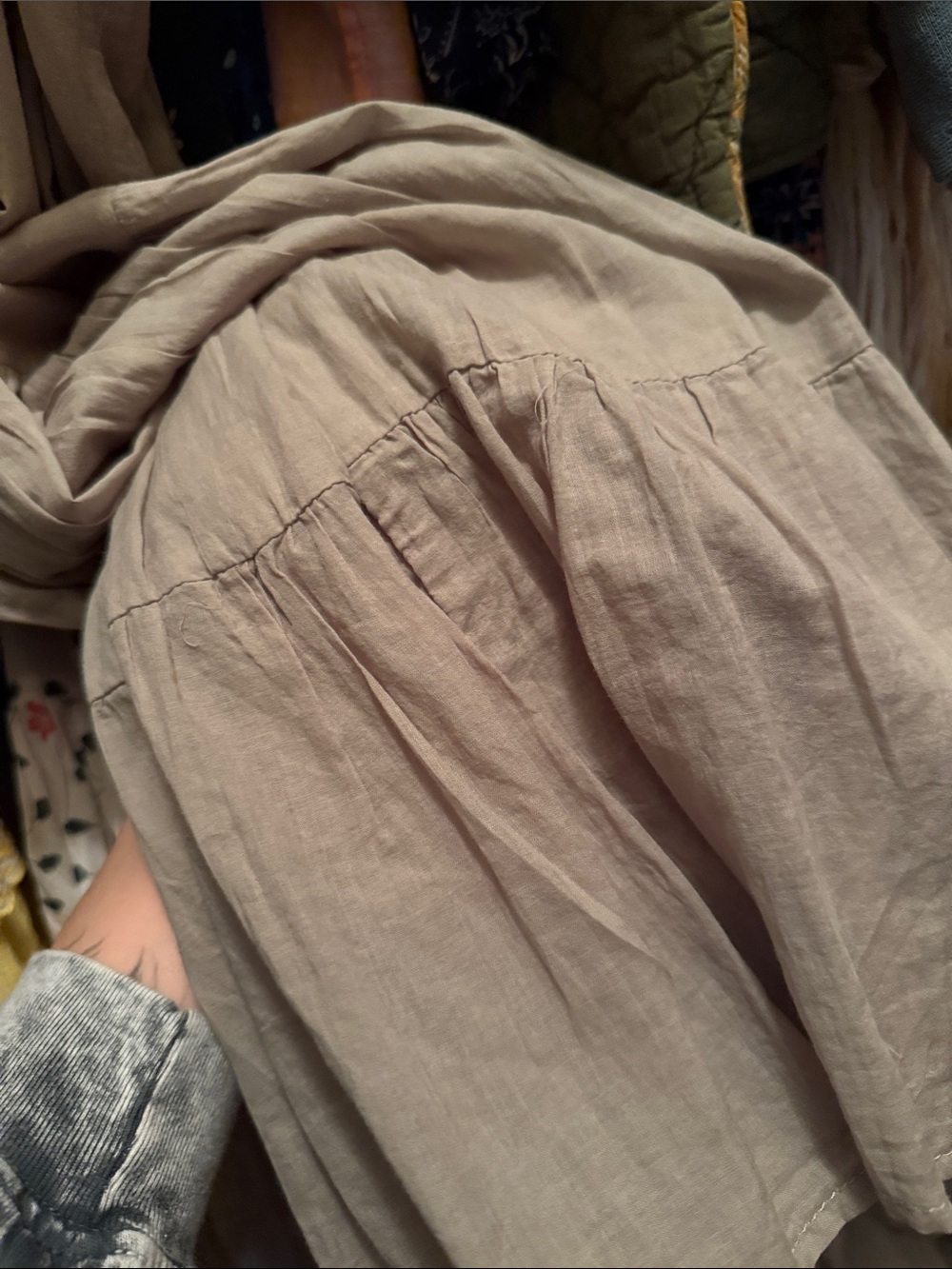 Ruffle Off-Shoulder Tunic Dress in Taupe - Picture 4 of 4